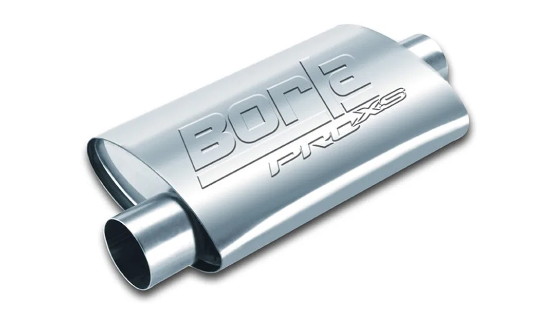 40659 – BORLA Exhaust Muffler, 7.88 Inch Width x 4-1/4 Inch Height Oval T-304 Stainless Steel Case Single 2-1/2 Inch ...